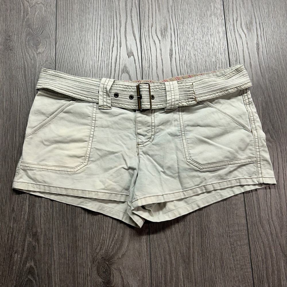 American Eagle Outfitters Khaki 34 Belted Utility Shorts Y2K Low Rise Size 8